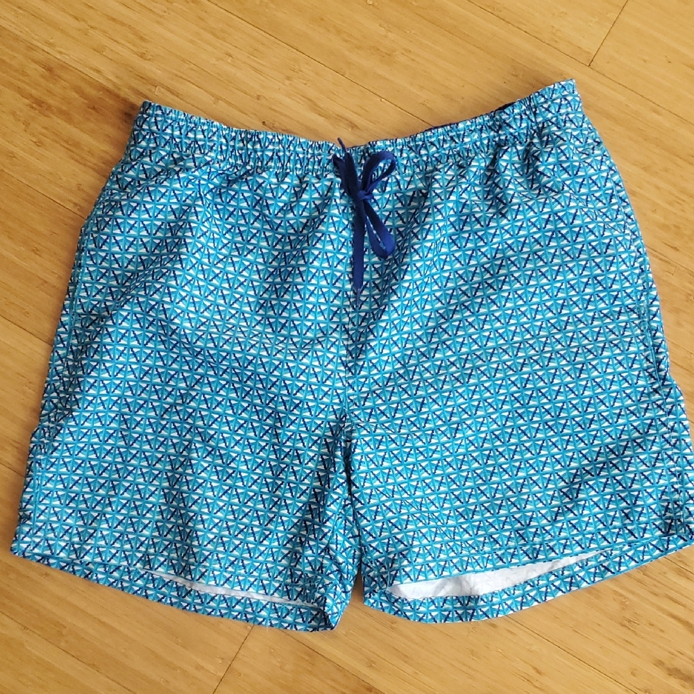 Blue Geometric Men's Swim Trunks